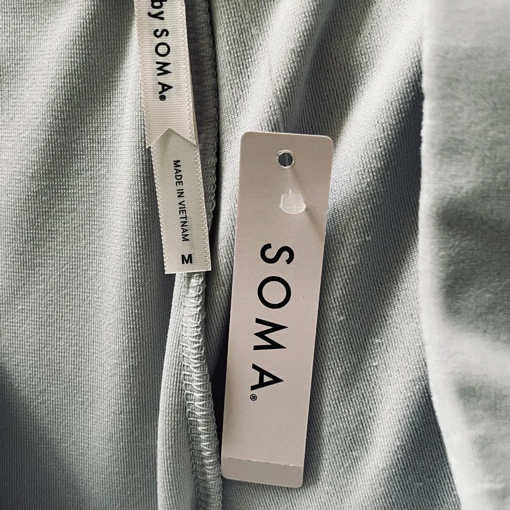 Soma 24/7 Velour Crewneck Sweatshirt & Wide Leg Pants Set Vapor Gray Medium NEW